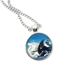 Ying Yang Dragons Resin Pendant Necklace