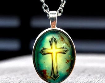 Glow in the Dark Cross Necklace: Luminous Christian Pendant