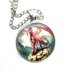 Dragon Necklace, Unique Dragon Pendant Gift, Red Dragon Resin Necklace