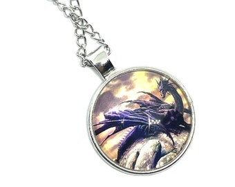 Dragon Pendant Necklace: Unique Purple Resin Jewelry