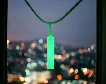 Enchanting Midnight Glow Handcrafted Resin Cylinder Necklace Glow in the Dark