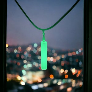 Enchanting Midnight Glow Handcrafted Resin Cylinder Necklace Glow in the Dark