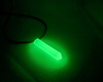 Forest Green Glow Resin Cylinder Pendant Necklace