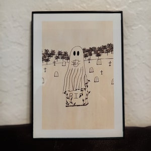 Tea Stained Cemetery Ghost Wall Art Cemetery Decor
