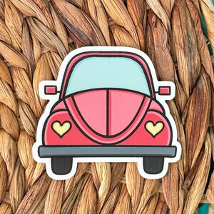 Love Bug Sticker - Cute Heart Sticker Gift, Retro Car Sticker, Valentine&#39;s day, Laptop Water bottle stickers, Love Bug Car Sticker