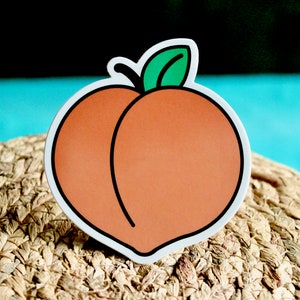 Cute Peach Sticker, Just Peachy Sticker, Fruit Sticker, Cute Vinyl Sticker, Peach Laptop Decals, Water Bottle Sticker, Peach Journal Sticker