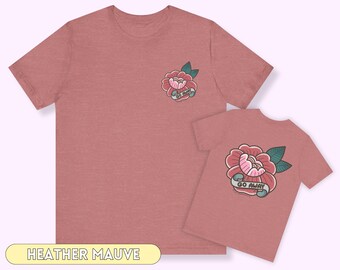 Go Away Flower Tattoo T-Shirt: Vintage Floral Feminist Tee