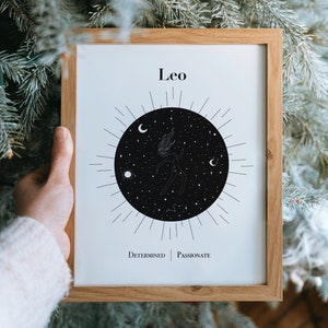 Leo Zodiac Sign Digital Print, Constellation Wall Art