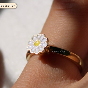 Daisy Fidget Ring Gold Fidget Ring Fidget Rings Spinner Ring Fidget Jewelry Anxiety ADHD Stress Free Shipping image 1