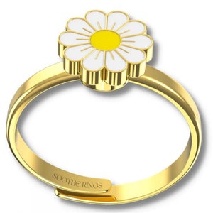 Daisy Fidget Ring Gold Fidget Ring Fidget Rings Spinner Ring Fidget Jewelry Anxiety ADHD Stress Free Shipping image 4