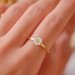 Daisy Fidget Ring Gold Fidget Ring Fidget Rings Spinner Ring Fidget Jewelry Anxiety ADHD Stress Free Shipping image 2