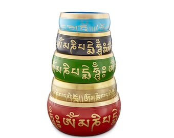 Sarveda Buddhist Mantra Singing Bowls | Perfect for Yoga Practitioners, Sound Healers, Meditators & Art Collectors