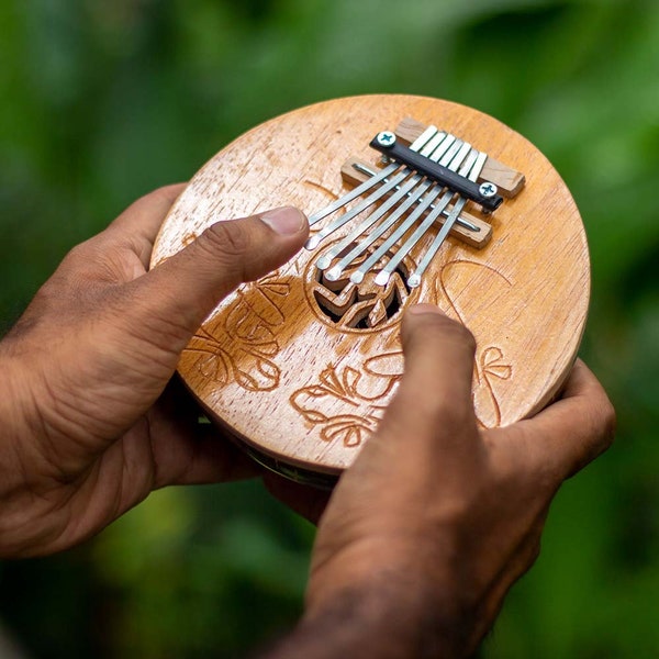 7-Keys Natural Engraved Kalimba Made from Coconut Shells