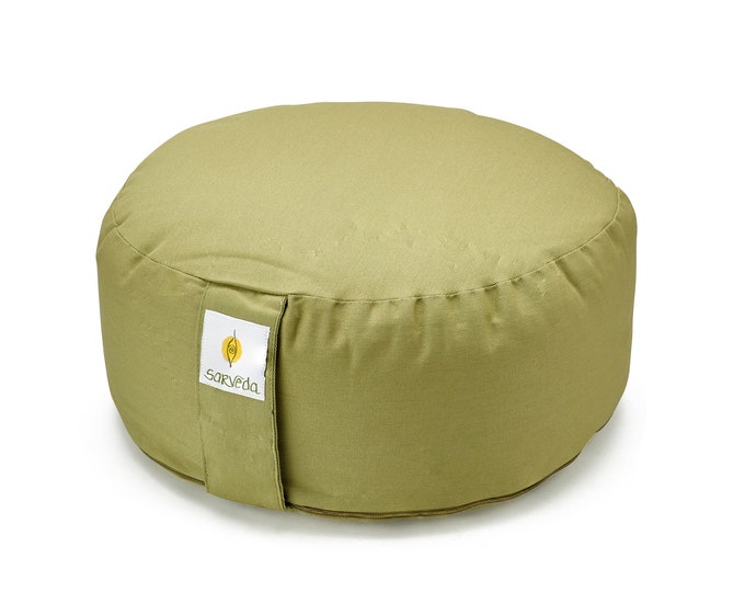 Zafu Organic Cotton Meditation Cushion filled with Buckwheat Hulls