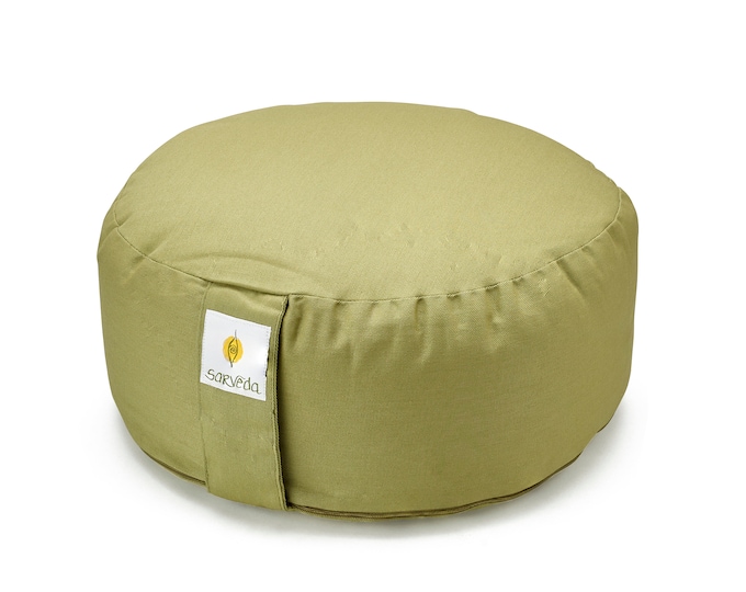 Sarveda Zafu Organic Cotton Meditation Cushion filled with Buckwheat Hulls