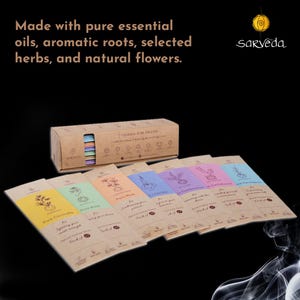 Sarveda 7 Chakras Naturally Made Incense Sticks Set | Scented and Hand-rolled with Natural Fragrances for Balancing the Chakras and Energies