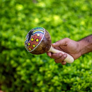 Coconut Maracas Musical Shaker – Dot Painted