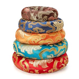 Sarveda Round Cushions Handmade with Silk for Resting Singing Bowls | Exquisite Designs made Traditionally by Artisans in India & Nepal