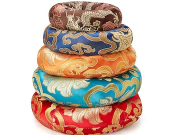 Cuscino per ciotola tibetana in seta fatto a mano: cuscino rotondo artigianale per la meditazione