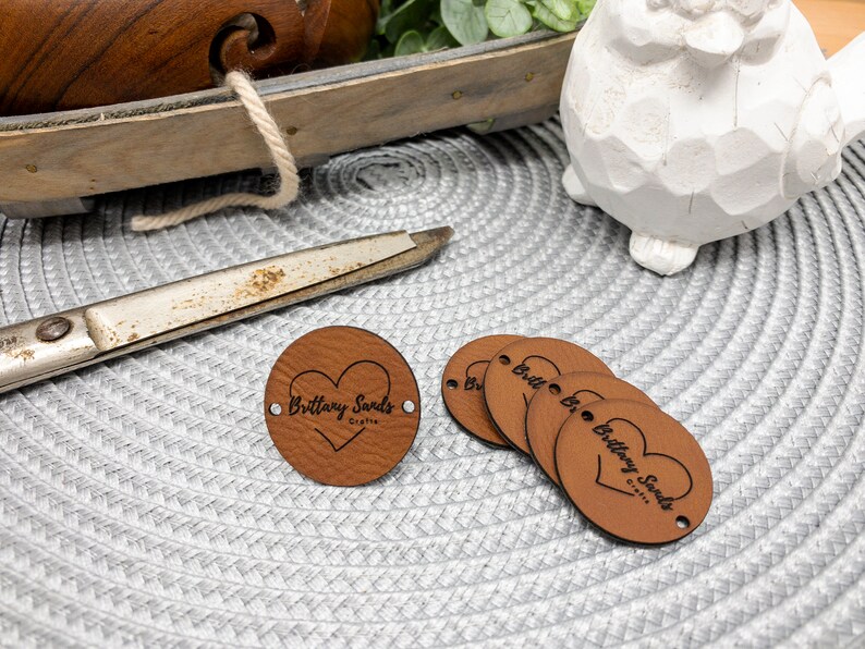 Custom Faux Leather Tags 1.25 Round SEW ON Labels Etsy