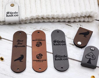 3 x 0,85 inch gehaakte labels, aangepaste labels voor breiwerk, kunstleren labels voor handgemaakte items, kunstleren labels met klinknagels