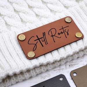 Parche de cuero sintético con nombre personalizado para gorra / Parche de cuero sintético personalizado de 3" con remaches SIN COSER / Etiqueta para gorra personalizada / Etiquetas de cuero para gorras