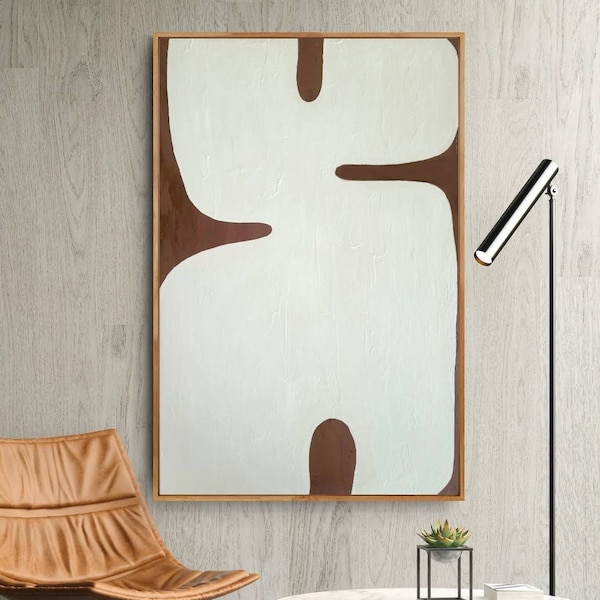 Large Abstract Painting,Nordic Oil Painting,Beige Painting Brown Painting,Original Boho Painting,Minimalist Art,Textured Abstract Painting