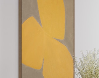 Large Abstract Painting,Yellow original abstract art, beige painting,Extra large oil painting,Textured painting,living room art,Minimalist