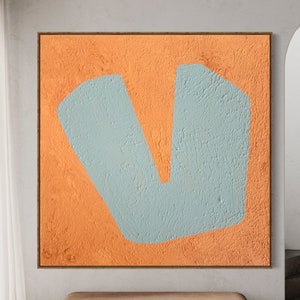 Extra Large Abstract Painting Minimalist Painting Orange Abstract Painting Mid Century Modern Art Blue Painting Original Textured Painting