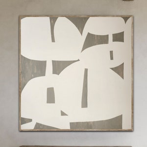 Extra Large Abstract Wall Art,Beige and White Painting Abstract Painting,White Painting,Living Room Wall Art,Minimalist Art,Contemporary Art