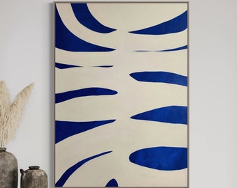 Extra Large Wall Art Abstract,Blue Abstract Art,Beige Painting,large blue painting,royal blue wall art,Minimalist painting,modern textured