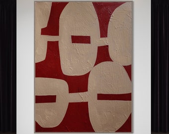 Extra Large Abstract Painting Minimalist Painting Beige Abstract Painting Mid Century Modern Art Terracotta Painting Original Textured Art