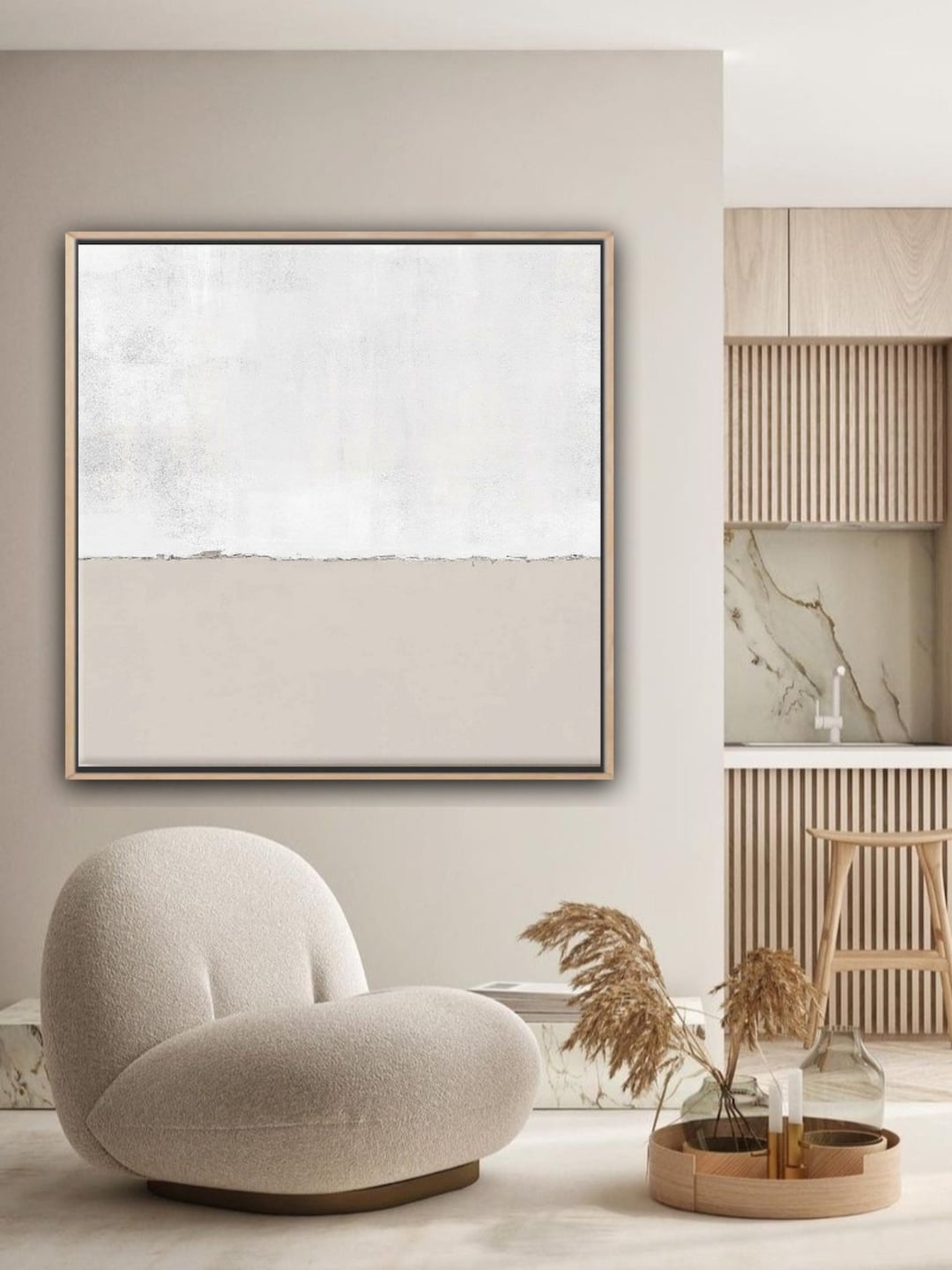 Large Abstract Painting on Canvas Beige Painting Boho Painting Abstract ...