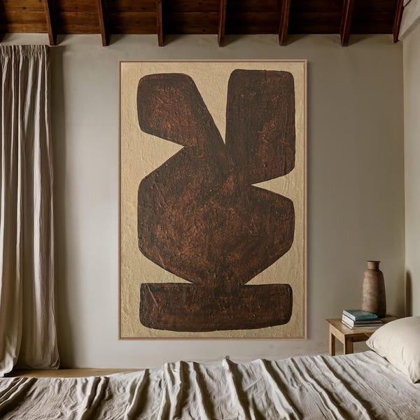 Large Beige Abstract Painting Beige Painting Texture Painting Brown Minimalist painting Minimalist art Beige Wall Art Mid Century Modern Art