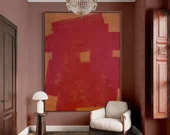 Extra Large Abstract Painting Minimalist Painting Red Abstract Painting Mid Century Modern Art Terracotta Painting Original Textured Art