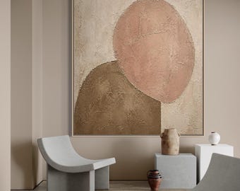 Neutral Abstract Textured Wall Art, Large Minimalist Canvas, Earthy Tones Painting, Modern Luxury Decor, Beige Brown Pink Art, Statement Art