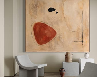 Textured Abstract Wall Art, Original Large Canvas Painting, Wabi Sabi Art, Terracotta Beige Modern Minimalist Art, Luxury Home Decor