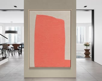 Extra Large Abstract Painting Minimalist Painting Salmon Abstract Painting Mid Century Modern Art Beige Painting Oversized Canvas Painting