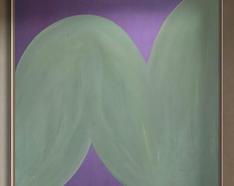 Extra Large Abstract Painting Minimalist Painting Green Abstract Painting Mid Century Modern Art Purple Painting Original Textured Painting