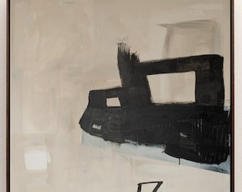 Gran pintura abstracta beige Pintura beige Pintura con textura Pintura minimalista blanca Arte minimalista Arte de pared beige Arte moderno de mediados de siglo