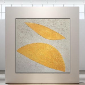 Large Abstract Painting,Yellow original abstract art, beige painting,Extra large oil painting,Textured painting,living room art,Minimalist