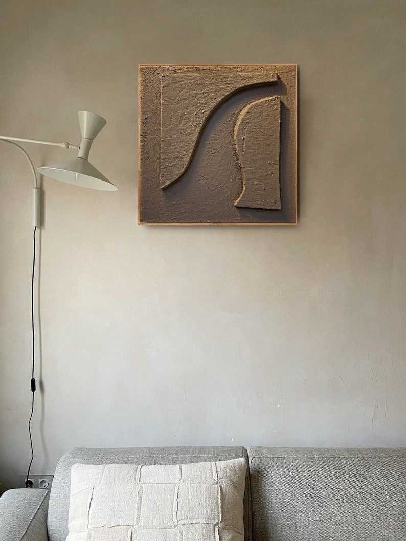 Gallery Detail: Midcentury Modern Relief Painting Texture Sculptural Geometric Wall Art