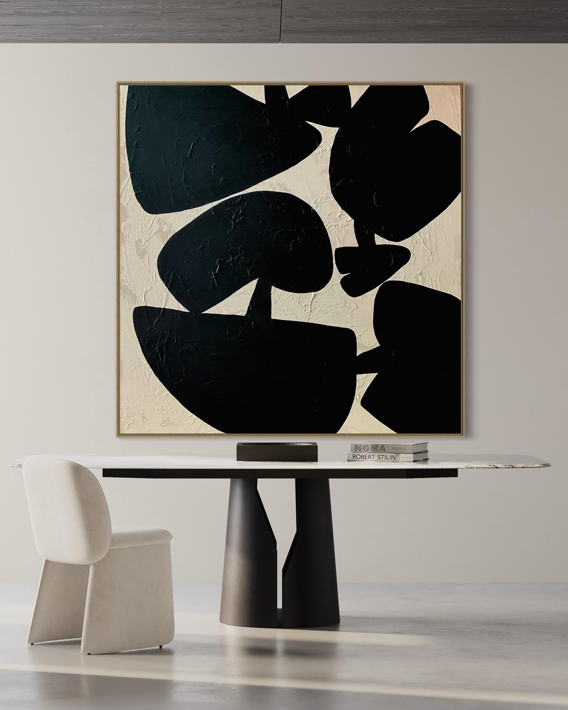 Black and Beige Painting Extra Large Wall Art Abstract Painting ...
