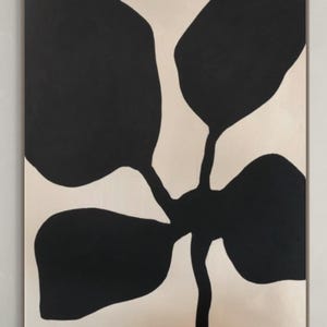 Abstract Floral Painting Black and White Art Minimal Painting Modern Painting Contemporary Art Extra Large Canvas Painting Oversized Canvas