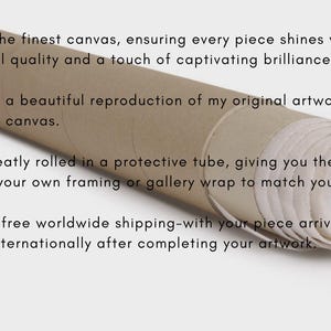May include: A rolled canvas print, ready to be framed. The canvas is neatly rolled in a protective tube, ensuring it arrives in perfect condition.  Enjoy free worldwide shipping with delivery in 3-5 days.
