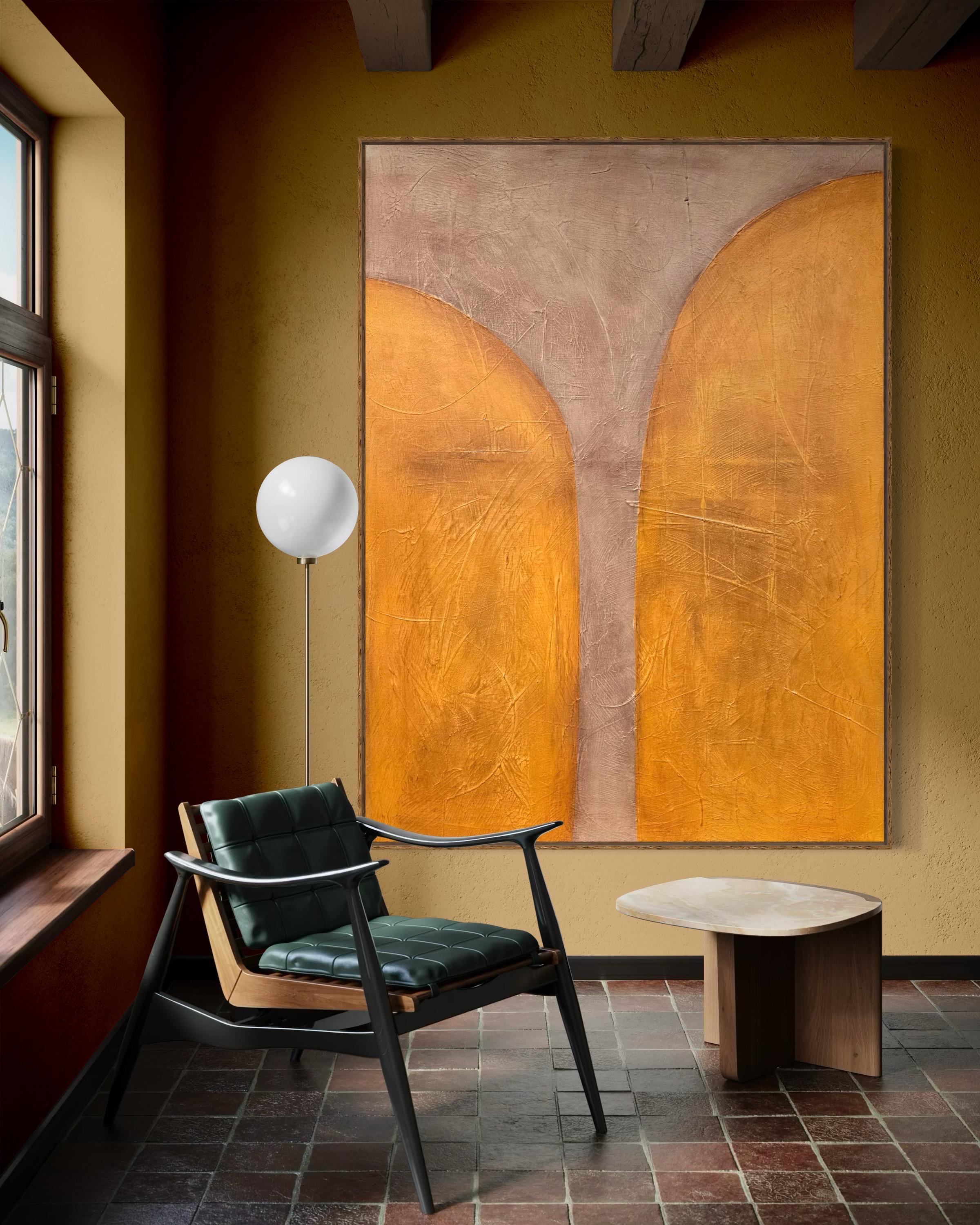 Extra Large Abstract Painting Minimalist Painting Mustard Yellow Abstract Painting Mid Century Modern Art Beige Painting Canvas Painting