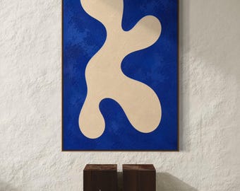 Extra Large Wall Art Abstract,Blue Abstract Art,Brown Painting,large blue painting,royal blue wall art,Minimalist painting,modern textured
