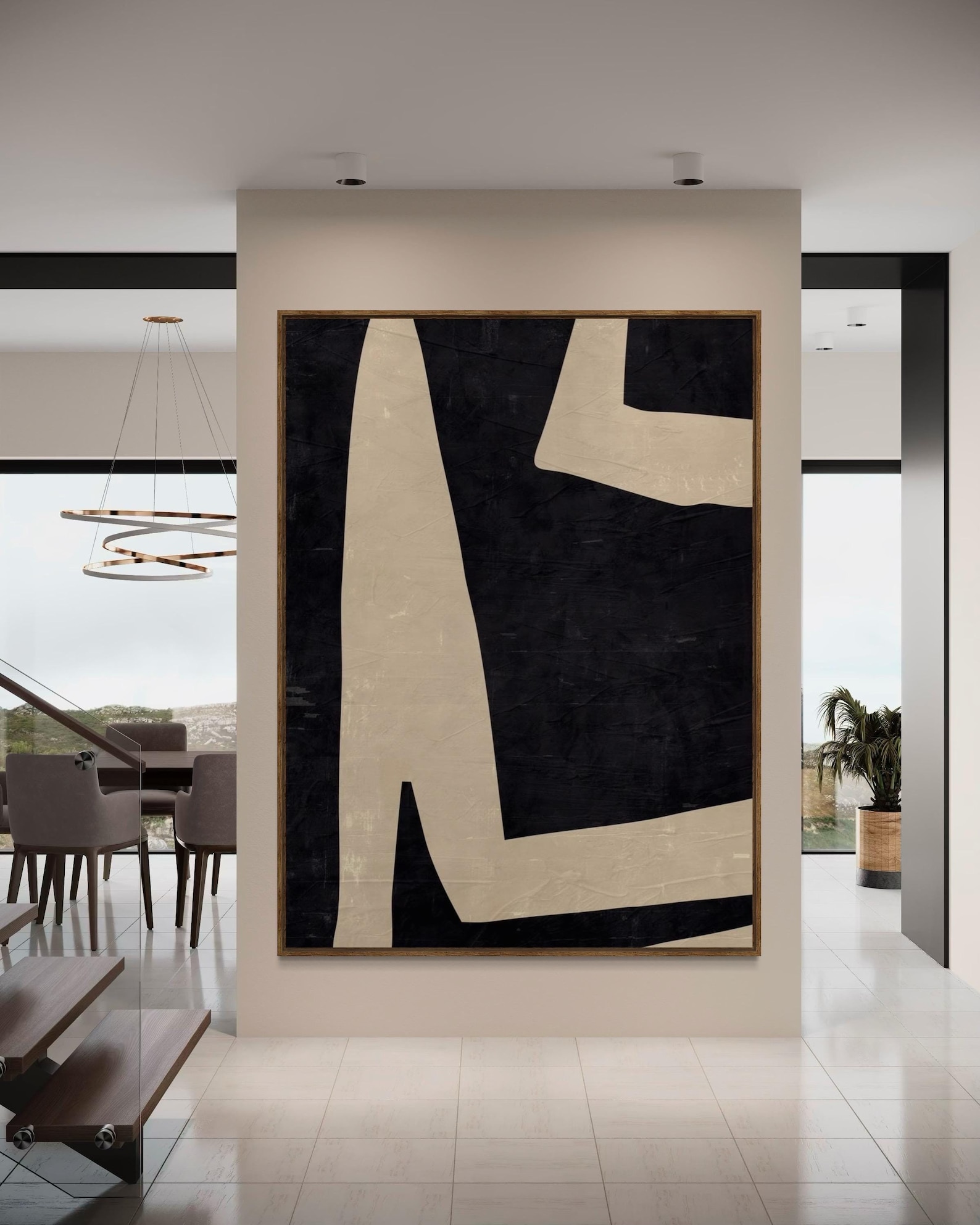 Black and Beige Painting Extra Large Wall Art Abstract Painting ...