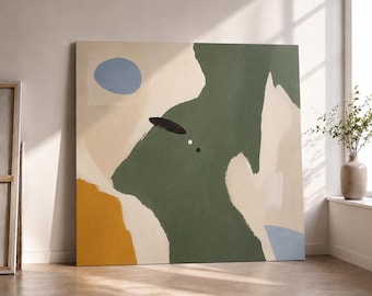 Large Abstract Painting Green and Beige Painting Modern Painting Contemporary Art Extra Large Canvas Painting Oversized Canvas Textured Art