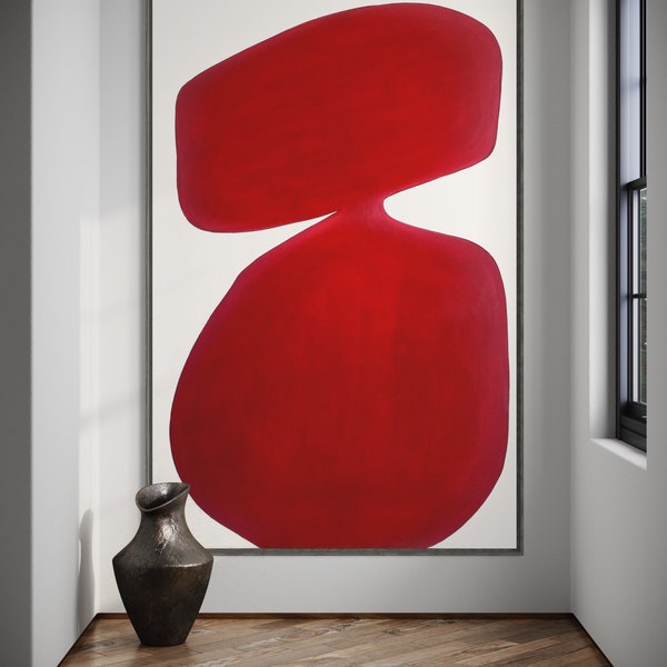 Original Abstract Painting Minimalist Abstract Painting Large Abstract Painting Mid Century Modern Art Red Painting Oversized Red Wall Art